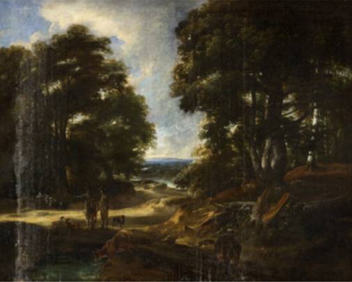 Jacques d'Arthois - Landscape with Huntsmen en Dogs