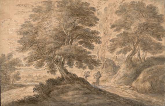 Jacques d'Arthois - Forest Road with two Travelers