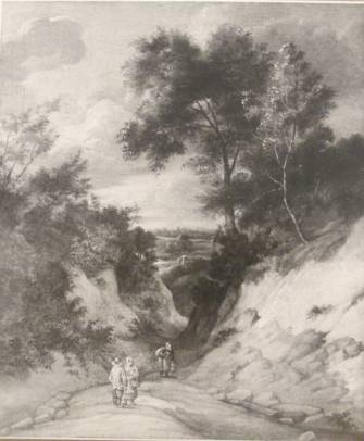 Jacques d'Arthois - A Sunken Road with Travellers