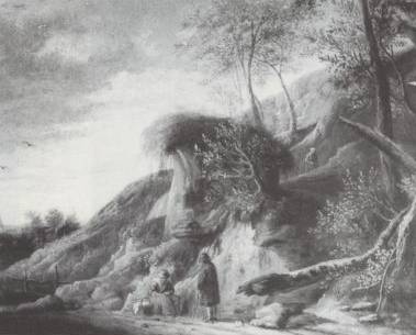 Jacques d'Arthois - Hilly Landscape with Peasants near a Stream