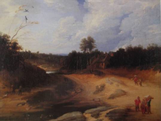 Jacques d'Arthois - Landscape with Peasants in a Sandy Wood by a Pool