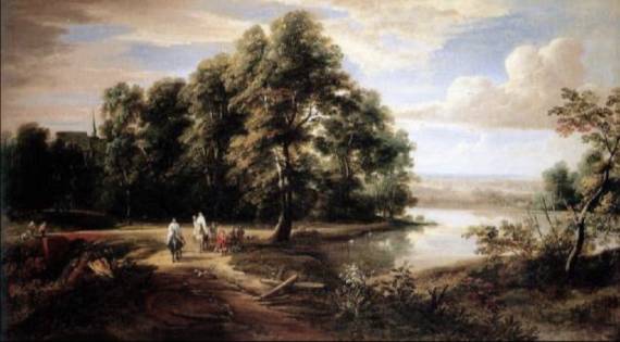 Jacques d'Arthois - Wooded Landscape with Two Clergymen on Horseback