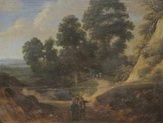 Jacques d'Arthois - Wooded landscape with figures on a path