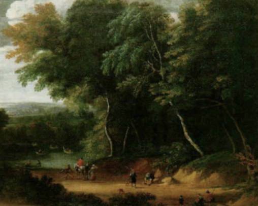 Jacques d'Arthois - Wanderers at the Edge of a Wood