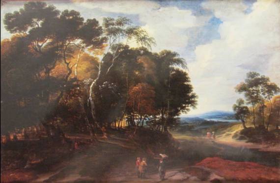 Jacques d'Arthois - Wooded Landscape with a Few Figures on a Road