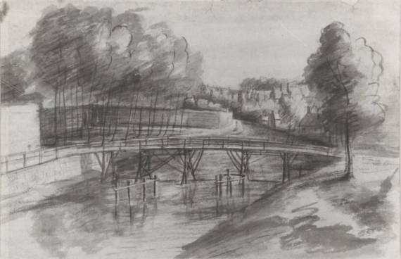 Jacques d'Arthois - Wooden Bridge over a River