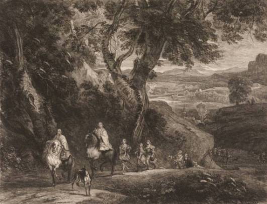 Jacques d'Arthois - Landscape with Rudolph von Habsburg and the Priest (1886)