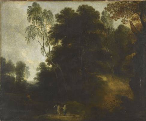 Jacques d'Arthois - Landscape with Three Men in the Foreground