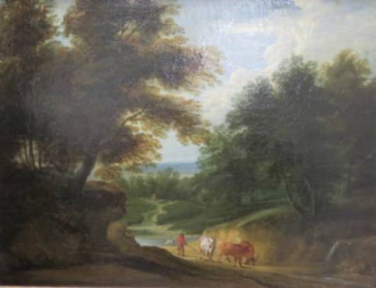 Jacques d'Arthois - Landscape with Cows in a Sunken Road