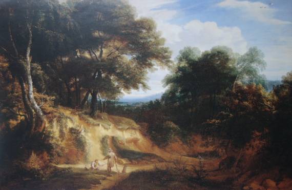 Jacques d'Arthois - Wooded Landscape with Huntsmen Resting in a Clearing by a Pond