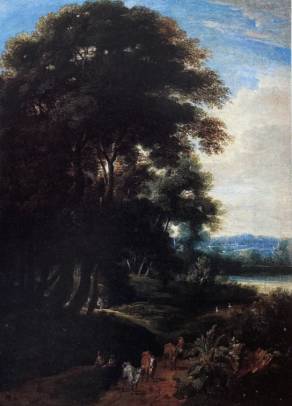 Jacques d'Arthois - Wooded Landscape with Peasants and Cattle on a Path
