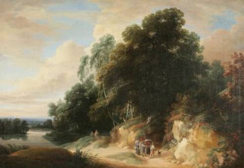 Jacques d'Arthois - Forest Edge with Travellers and Hunters