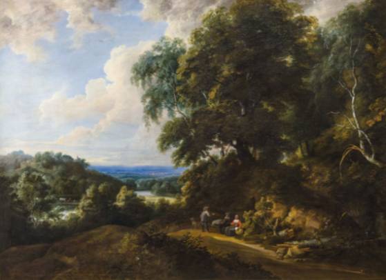 Jacques d'Arthois - Wooded Landscape with Travellers