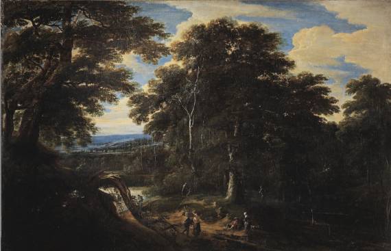 Jacques d'Arthois - Figures on a Path in an Extensive Wooded Landscape