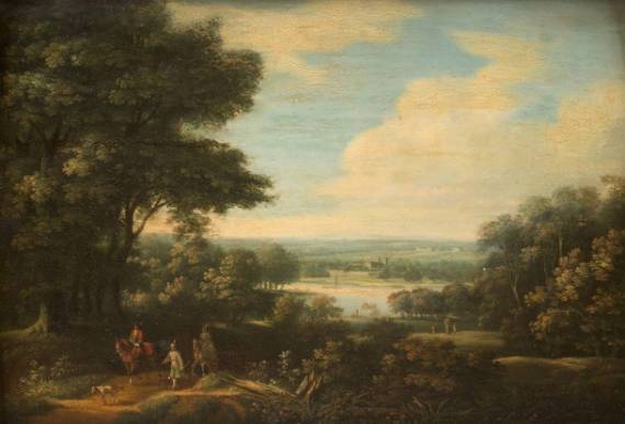 Jacques d'Arthois - River Landscape with Horsemen
