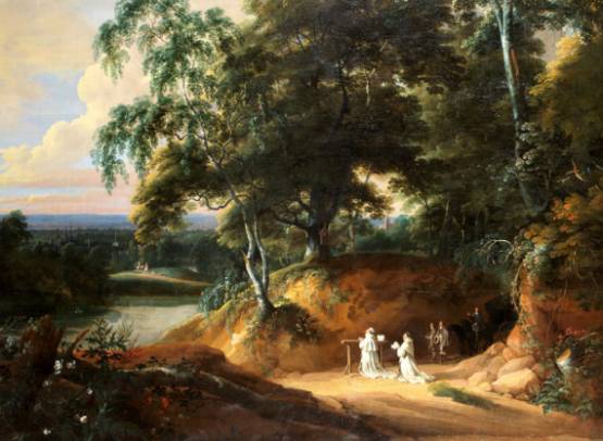 Jacques d'Arthois - An Extensive Landscape with Monks at Prayer