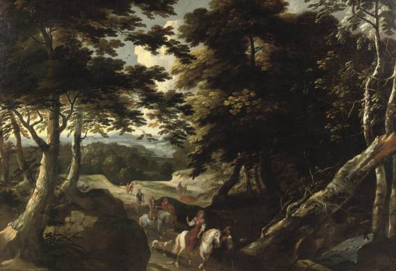 Jacques d'Arthois - Landscape with Falcon Hunt