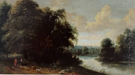 Jacques d'Arthois - An Extensive River Landscape with Shepherds and Sheep on a Path