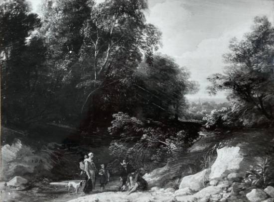 Jacques d'Arthois - Wooded and Rocky Landscape with Figures