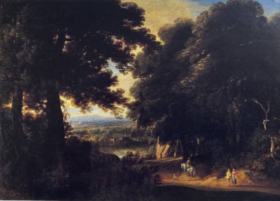 Jacques d'Arthois - A Wooded Landscape with Travellers on a Track