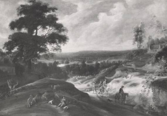 Jacques d'Arthois - An Extensive Wooded Landscape with Travellers on a Path