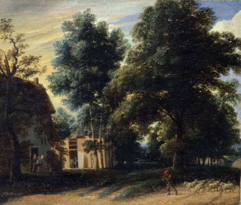 Jacques d'Arthois - Wooded Landscape with Figures near a Cottage