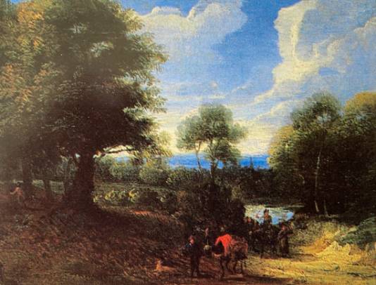 Jacques d'Arthois - A Wooded Landscape with Travellers on a Country Path