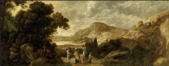 Jacques d'Arthois - Woody Landscape with Gypsies Telling a Gentleman's Fortune