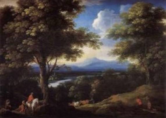 Jacques d'Arthois - Extensive Wooded Landscape with Figures and Mountains