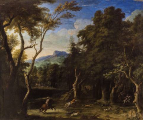 Jacques d'Arthois - Landscape with a Hunting Scene