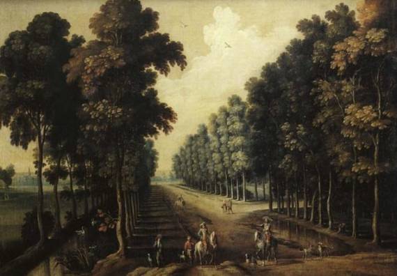 Jacques d'Arthois - Riders in a Tree-lined Driveway
