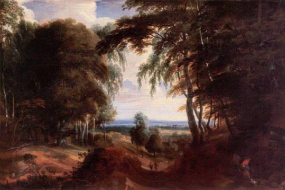 Jacques d'Arthois - A View in the Zoniën Wood near Brussels with the Abbey of Zevenborren beyond