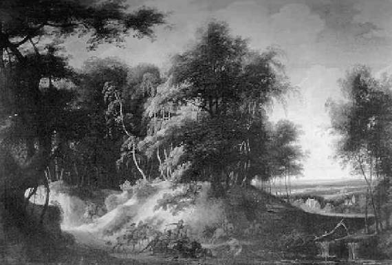 Jacques d'Arthois - Wooded Landscape with Rider Battle
