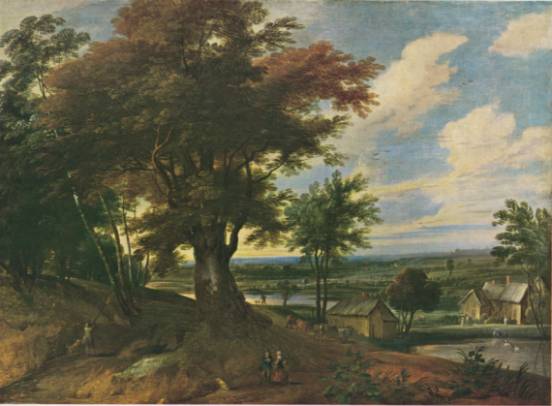 Jacques d'Arthois - Extensive Landscape with a Sportsman and other Figures at the Margin of a Wood