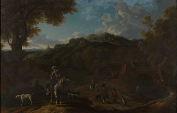 Jacques d'Arthois - Landscape with a Hunting Party