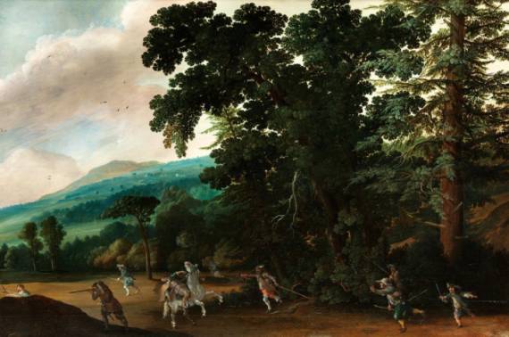 Jacques d'Arthois - Ambush of a Nobleman at a Forest Edge