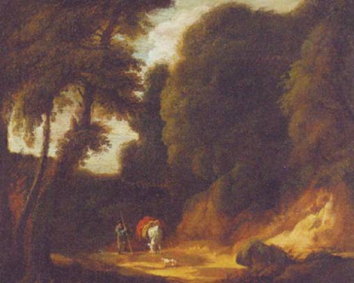 Jacques d'Arthois - Wooded Landscape with a Traveller on a Track