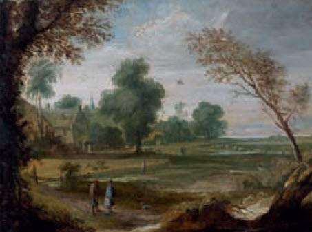 Jacques d'Arthois - Farmers on the Outskirts of a Village