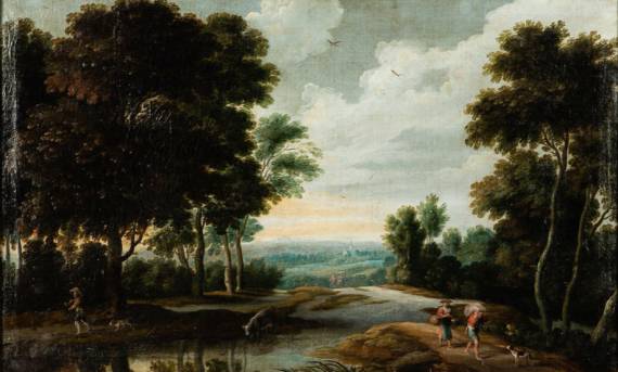 Jacques d'Arthois - Landscape with Peasants and Animals