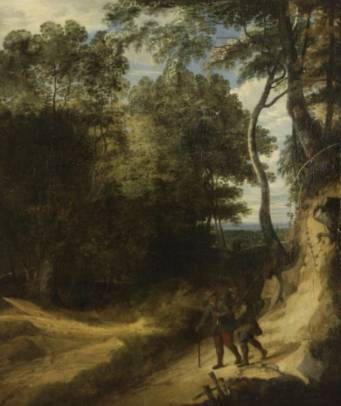 Jacques d'Arthois - Wooded Landscape with Travellers