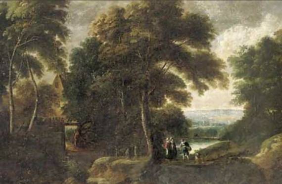 Jacques d'Arthois - Landscape with Figures Conversing by a Large Oak