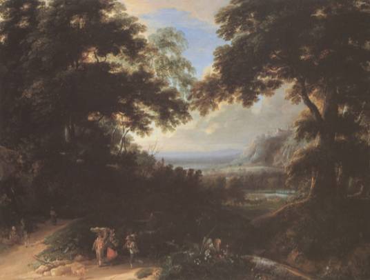 Jacques d'Arthois - Forest Landscape with a Montainous Background