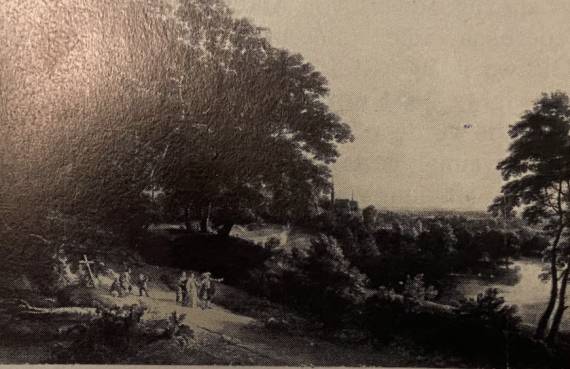 Jacques d'Arthois - Wooded Landscape with a Little Church and Pilgrim Groups