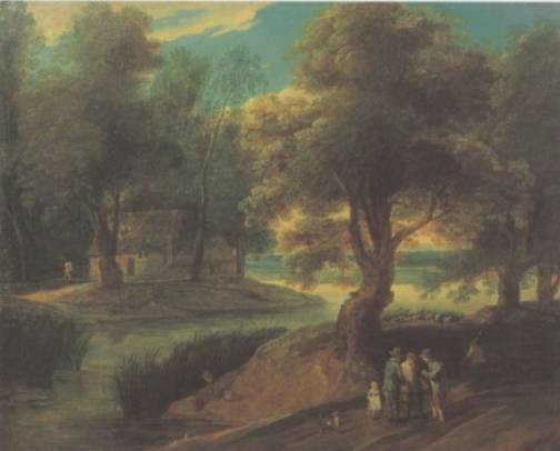 Jacques d'Arthois - Figures Meeting on a Woodland Path