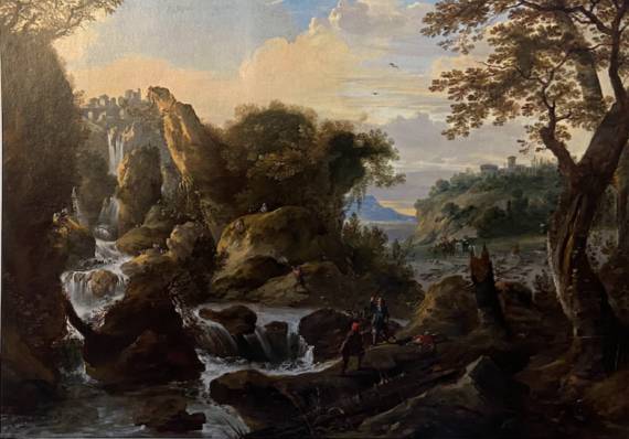 Jacques d'Arthois - Landscape with a Waterfall and Figures