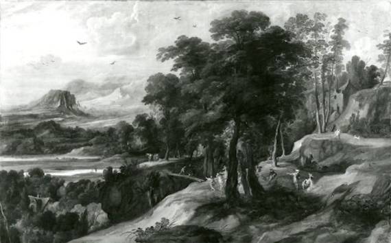 Jacques d'Arthois - Hilly Landscape with Figures