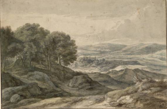 Jacques d'Arthois - Hilly Lanscape with Village and Church Tower