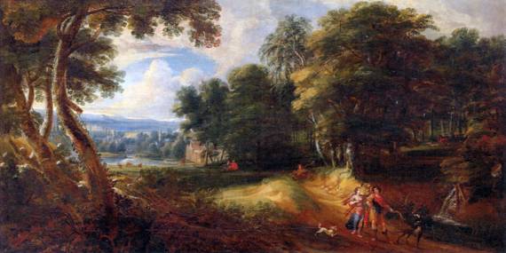 Jacques d'Arthois - An Extensive Wooded Landscape with Venus and Adonis