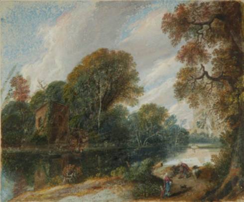Jacques d'Arthois - Wooded River Landscape with a Ferry