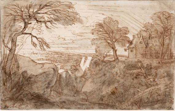 Jacques d'Arthois - Landscape with an Inn on a Hill